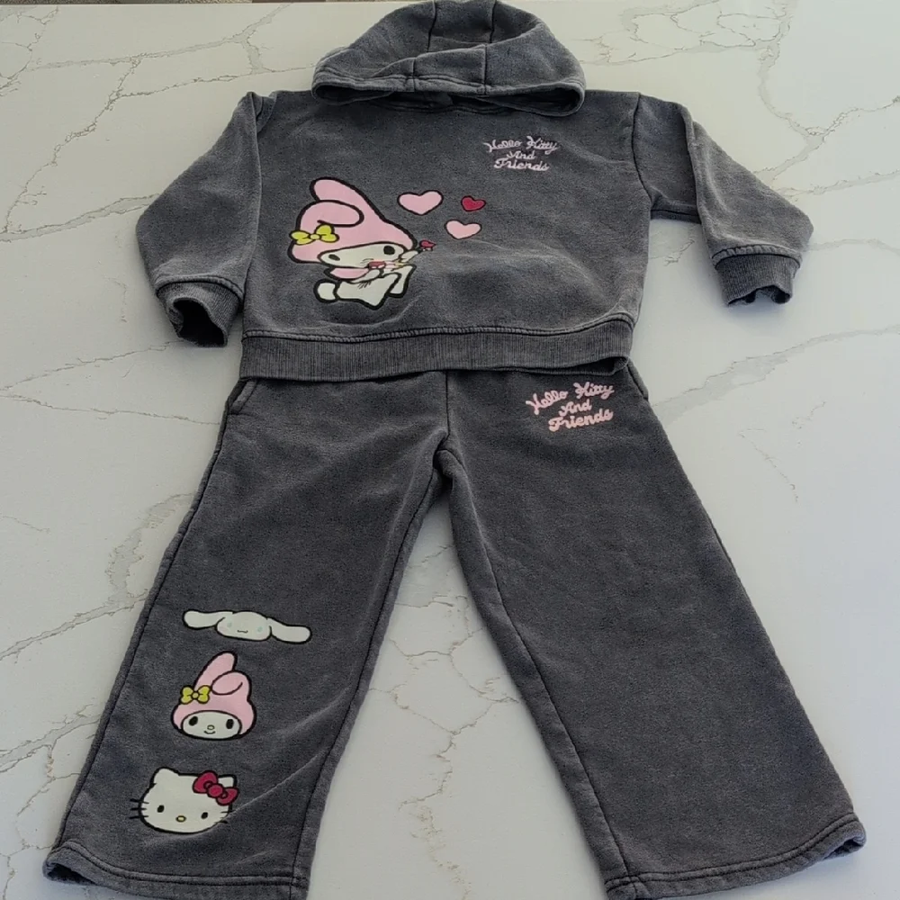 Hello Kitty & Friends Grey Hoodie Set with Pink Accents